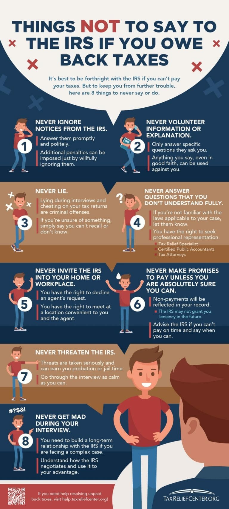 Things not to say in an irs appointment infographic 